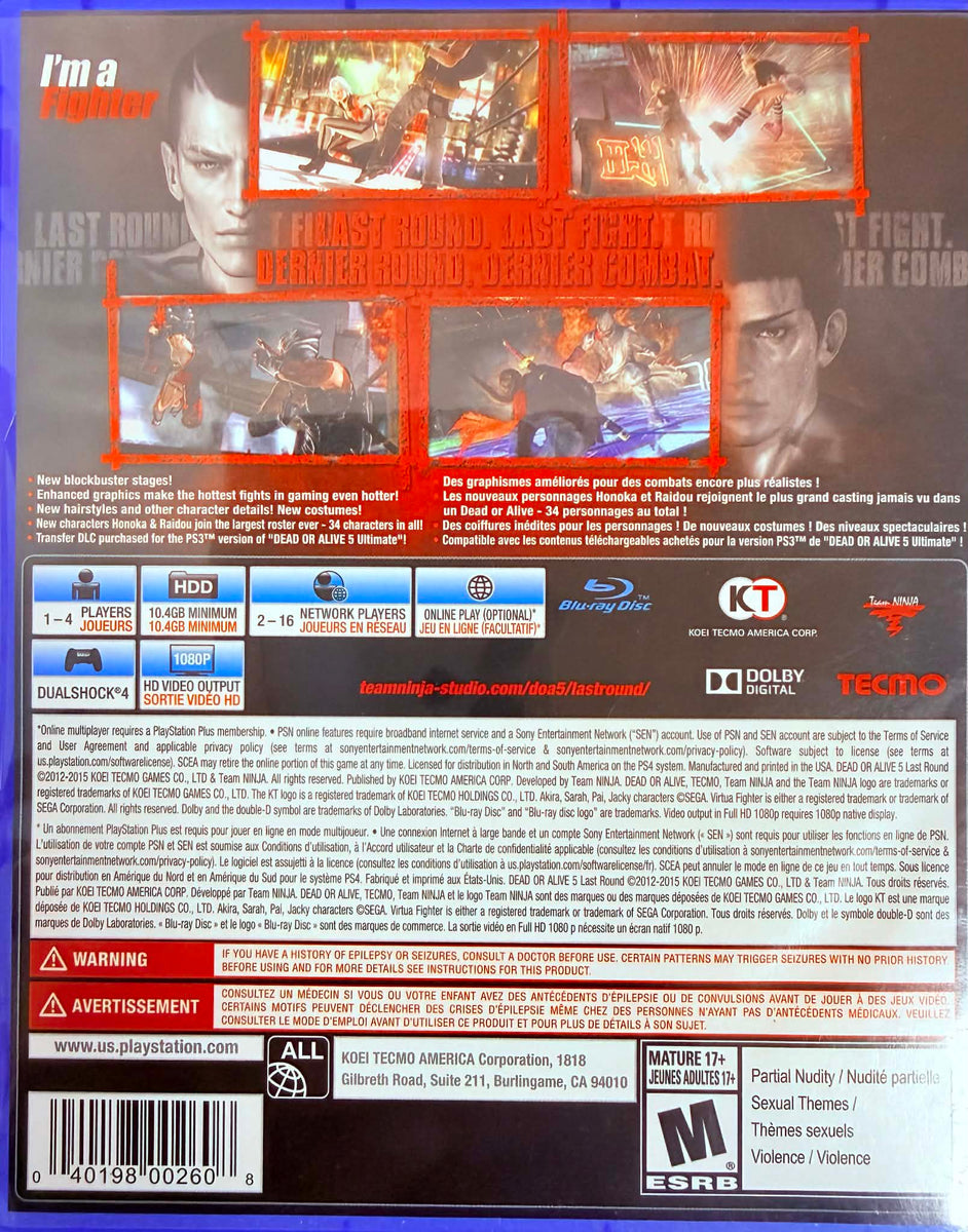 Dead or Alive 5 Last Round PS4 – Anime City Incorporated