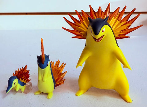 Bandai Pokemon Scale World Johto Region Cyndaquil, Quilava, & Typhlosion Figure Set (No Box)
