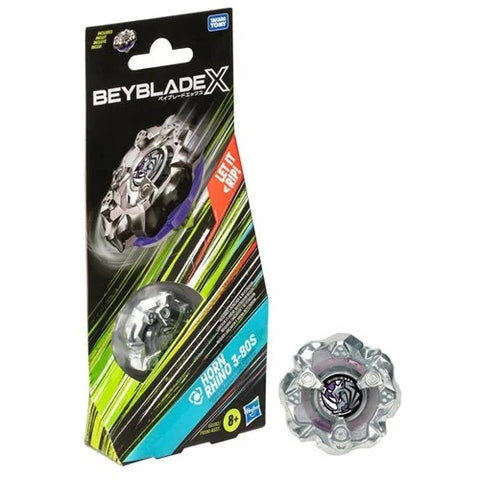 Beyblade X: Horn Rhino 3-80S Booster Pack Set with Defense Type Right-Spinning Top