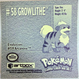 Artbox Pokemon: Growlithe Sticker #58 1996