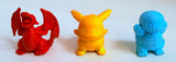 Nintendo Pokemon Character Erasers: Pikachu, Squirtle Charizard Keshi Figures Set of 3