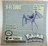 Artbox Pokemon: Zubat Sticker #41 1996