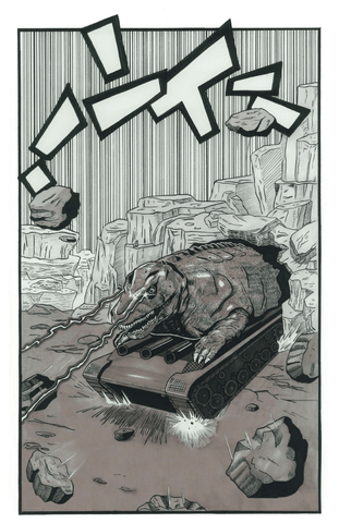 Ultra Seven Kaiju Dino Tank 11x17 Print by Julio Valentino